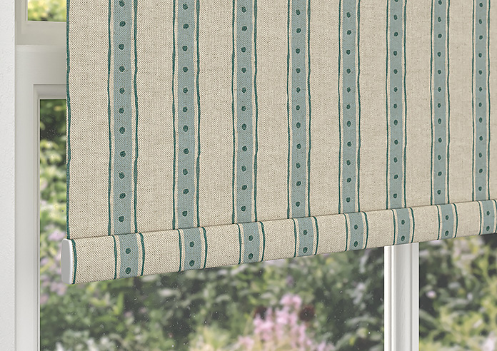 Emily Bond Block Printed Stripe, Blue & Green - Twist&Fit Roller Blind - Image 4